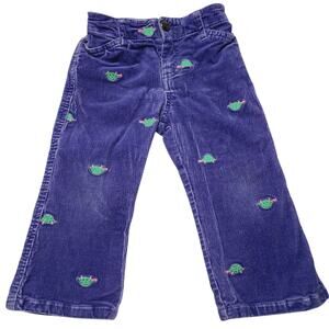 Vintage Hartstrings Purple Corduroy Turtle Embroidered Pants Size 2T 90's